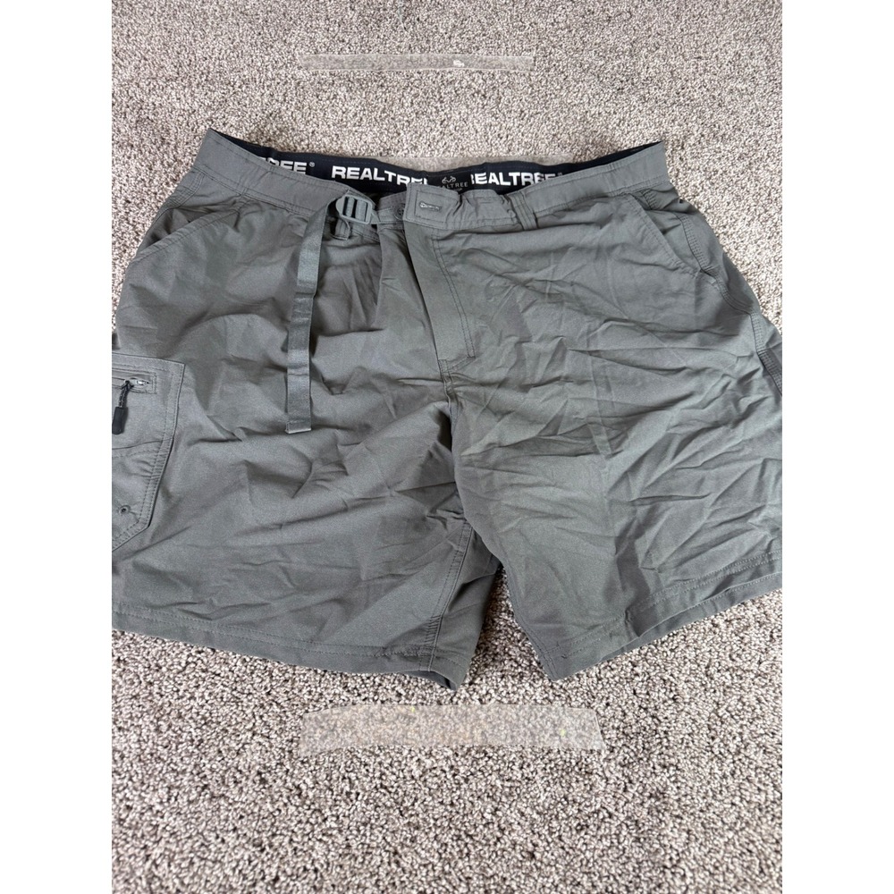 Realtree Fishing Shorts Mens 2XL Gray Adjustable Cargo Pockets Stretch 44/46